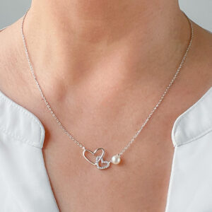 Collar Perla y Dos Corazones